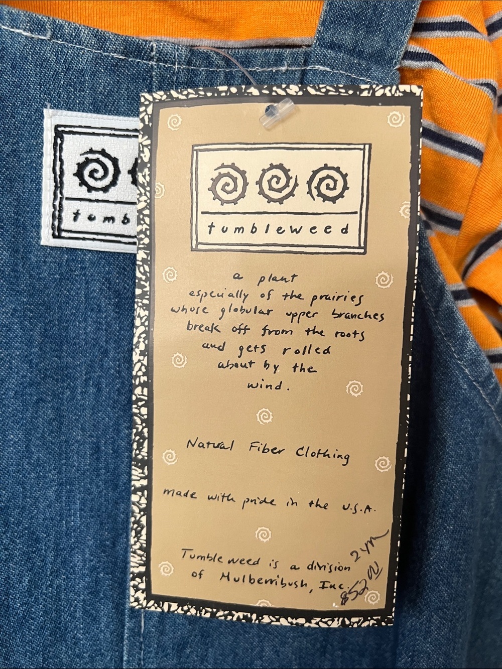 Vintage Kids Denim Overalls with Orange Striped Tee and Cement Mixer Graphic - Picture 2 of 6